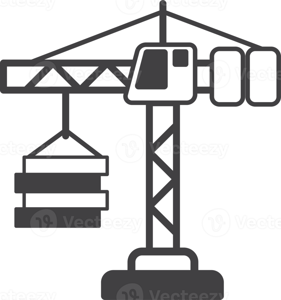 construction crane illustration in minimal style png