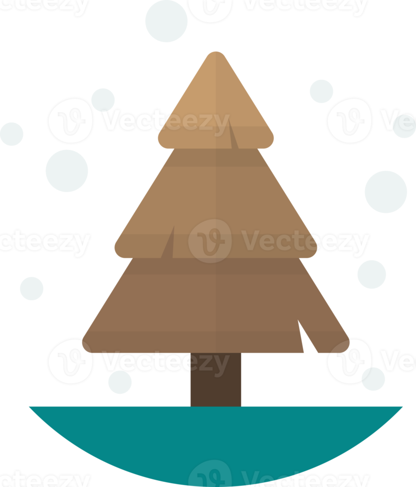 Christmas tree and snow illustration in minimal style png