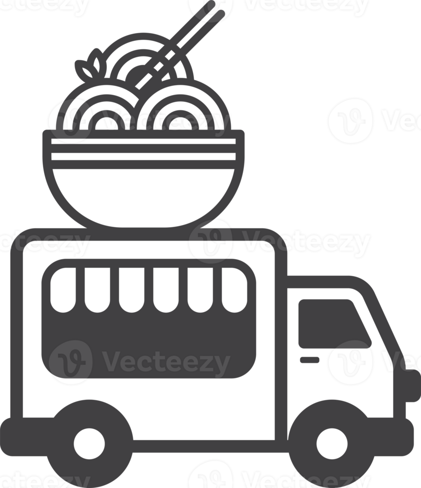 Food Truck and Noodles illustration in minimal style png