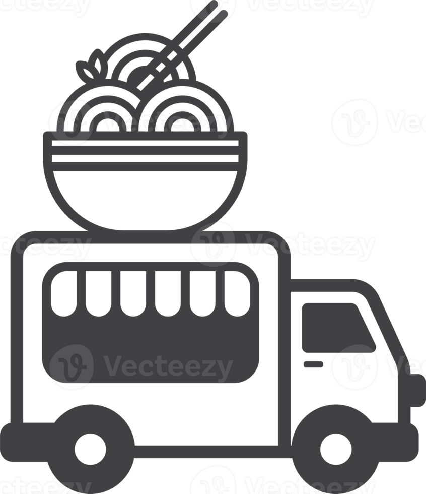 voedsel vrachtauto en noedels illustratie in minimaal stijl png