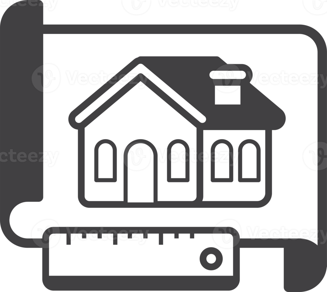 house construction plan illustration in minimal style png