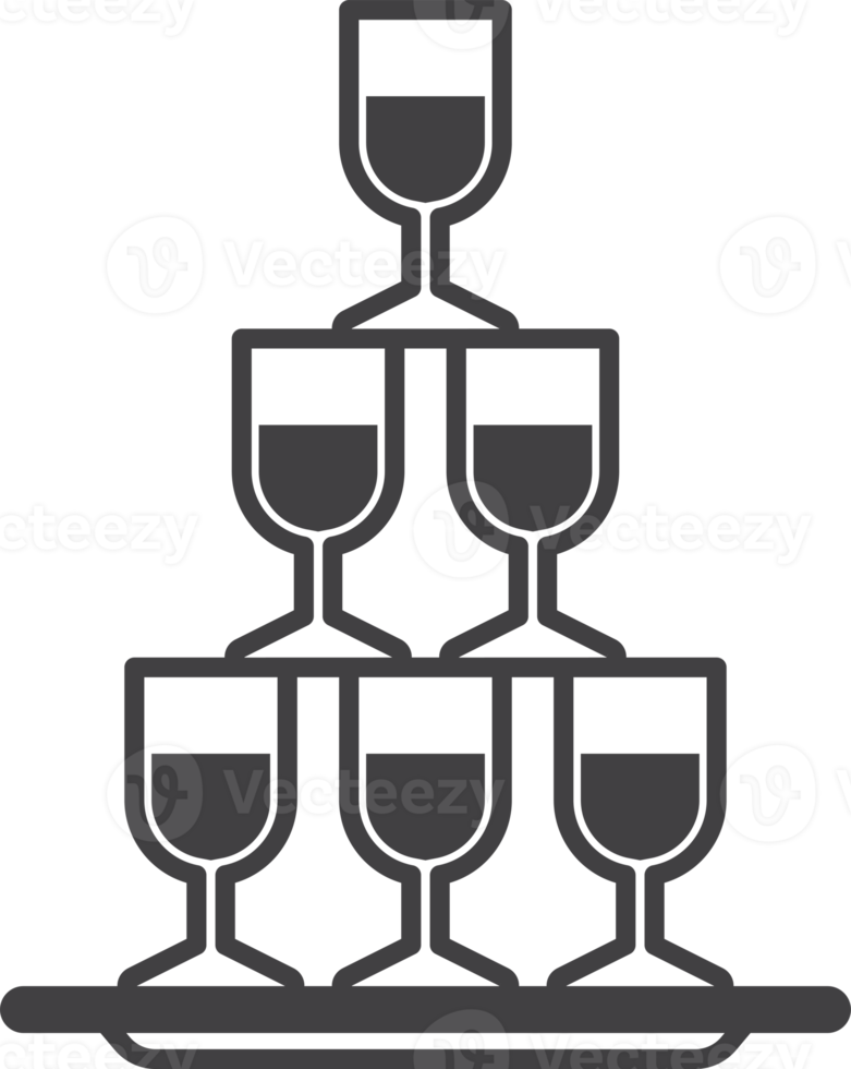 stacked wine glasses illustration in minimal style png