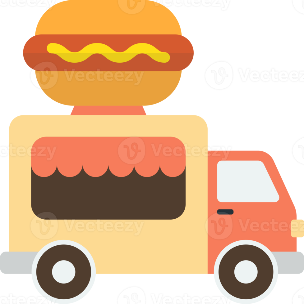 Food trucks and hamburgers illustration in minimal style png