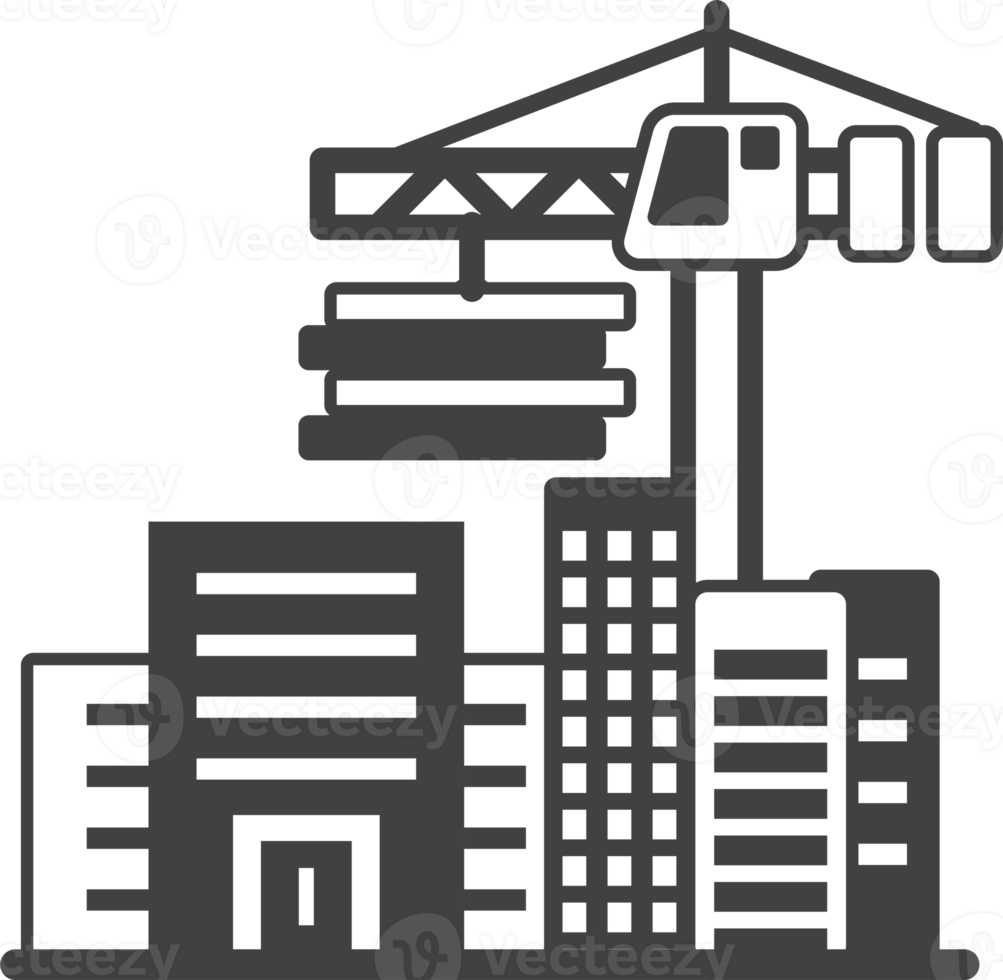 bâtiment en construction illustration dans un style minimal png