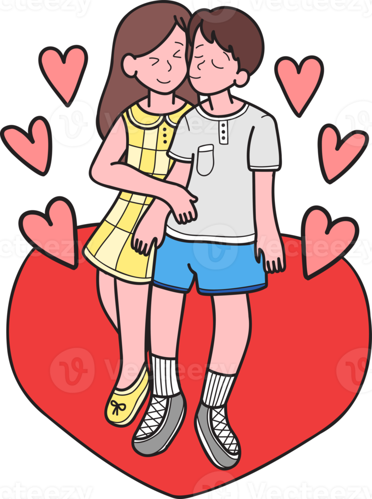 hand dragen man kissing kvinna kind illustration png