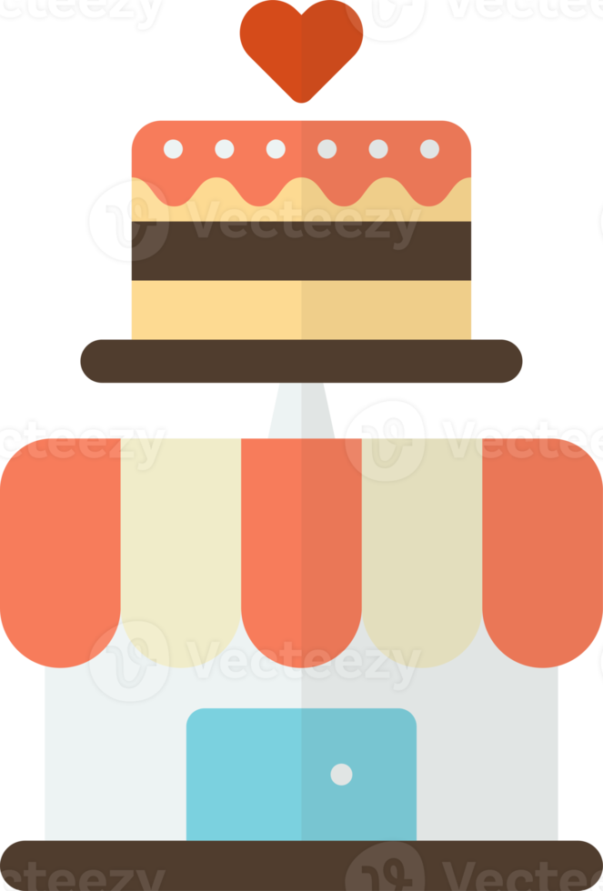 cake shop building illustration in minimal style png