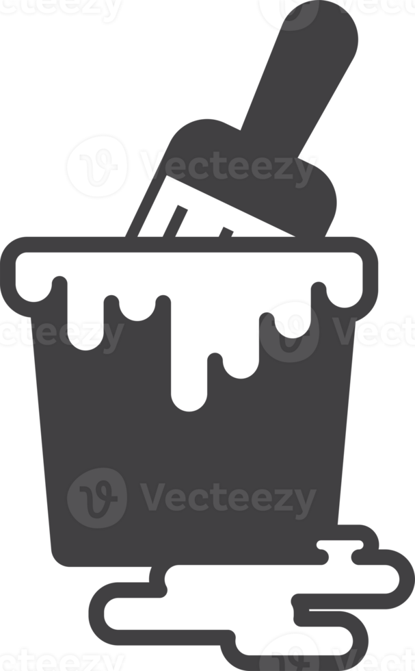 paint bucket and brush illustration in minimal style png