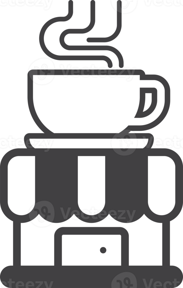 kaffe affär byggnad illustration i minimal stil png