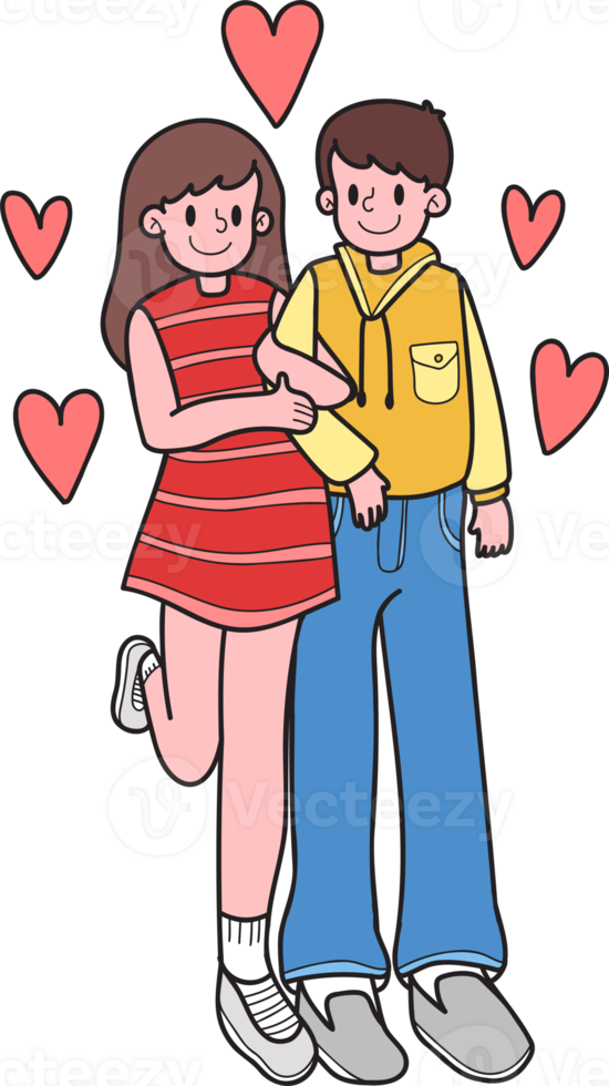 Hand Drawn couple men and women holding hands illustration png