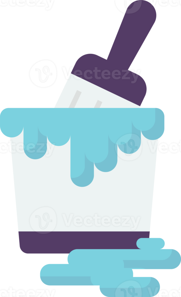 paint bucket and brush illustration in minimal style png