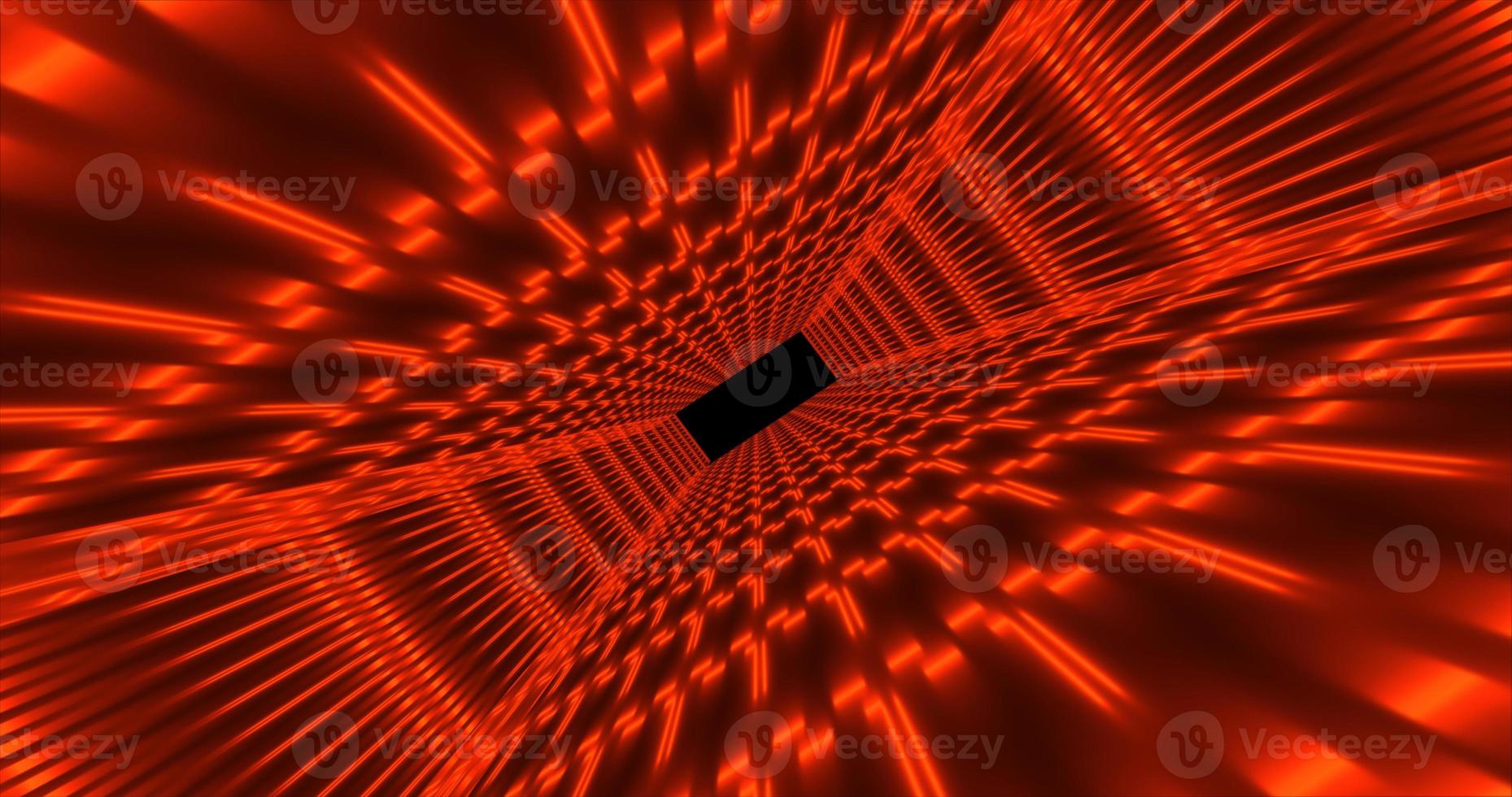 Abstract orange futuristic tunnel square rectangular grid of glowing neon lines digital beautiful magical energy on a dark background. Abstract background photo