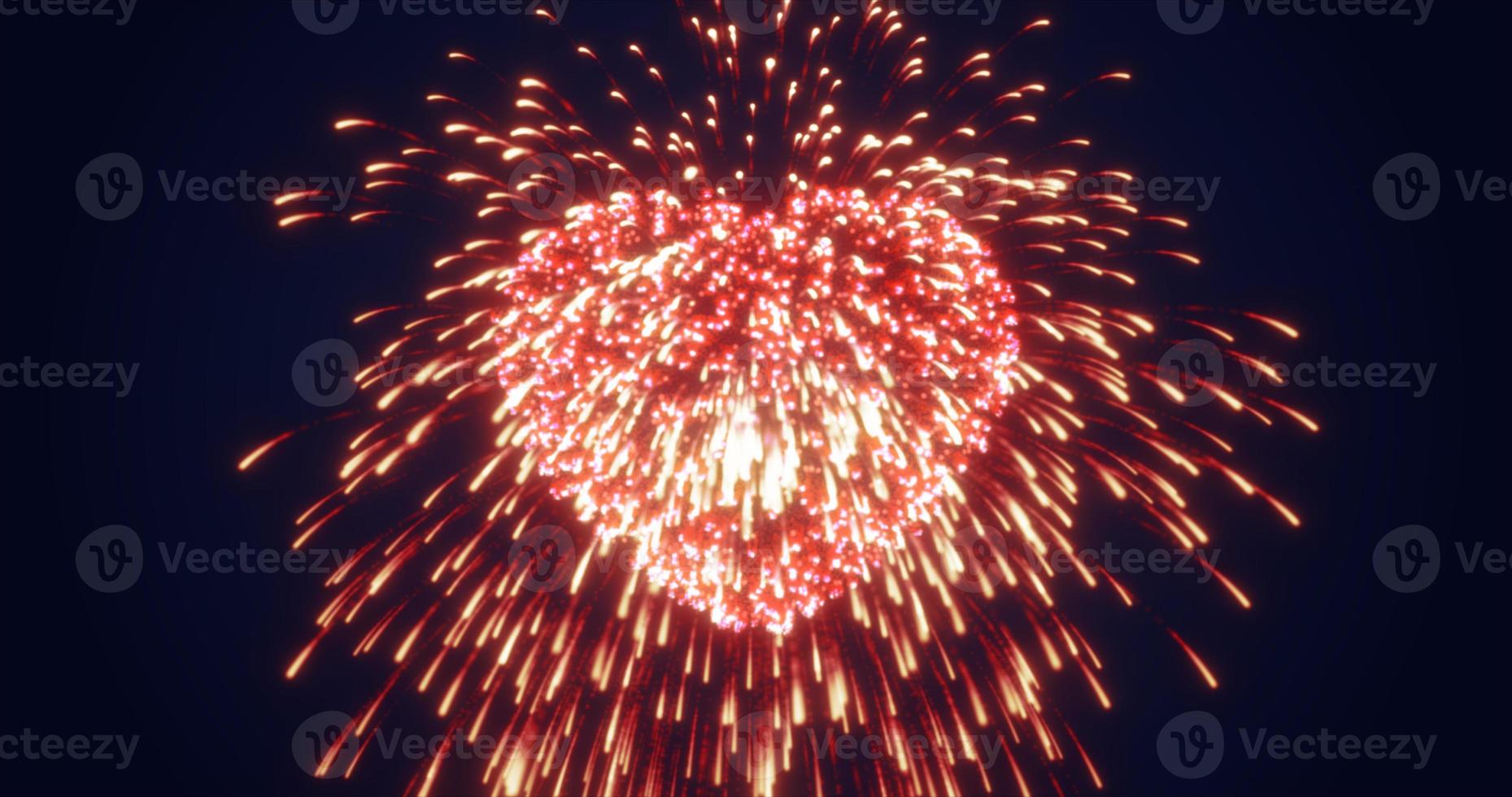 Abstract red fireworks festive fireworks for valentine's day in the shape of a heart from glowing particles and magical energy lines. Abstract background photo