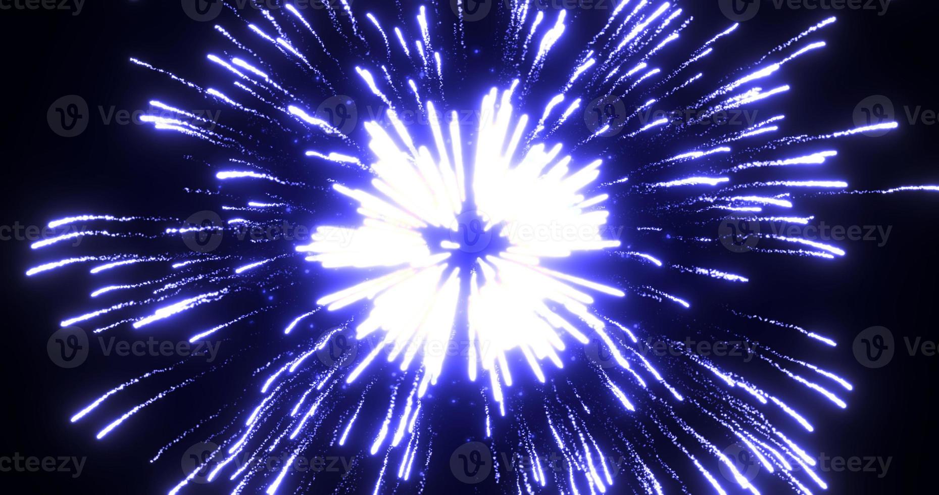 Abstract background of bright blue glowing shiny bright beautiful festive fireworks salute photo