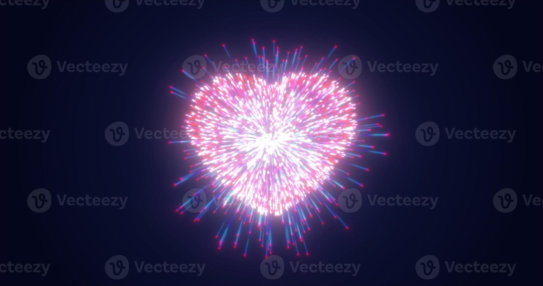 Abstract purple pink fireworks festive fireworks for valentine's day in the shape of a heart from glowing particles and magical energy lines. Abstract background photo