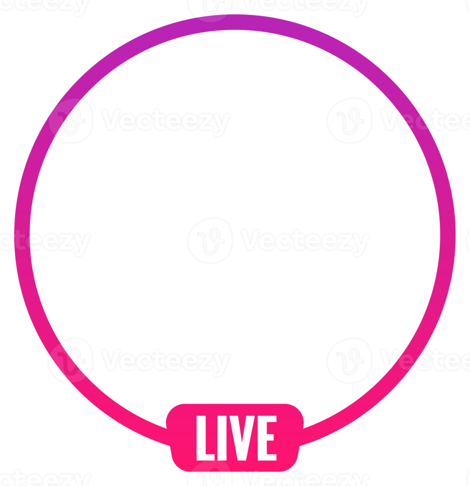 cornice a profilo tondo per lo streaming live sui social media. fotogramma livestream gradiente. png