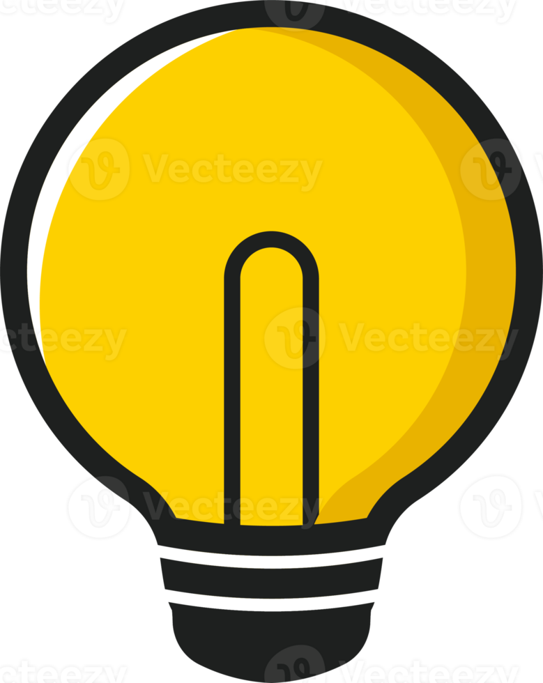 Bulb icon in yellow colors. Idea lamp illustration. png