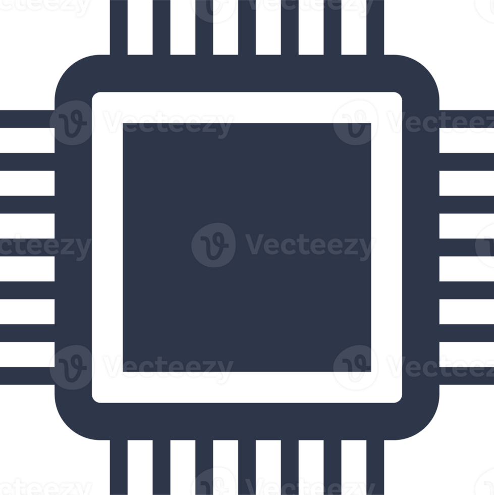 icône de puces en couleur noire. illustration de signes de puce de circuit. png