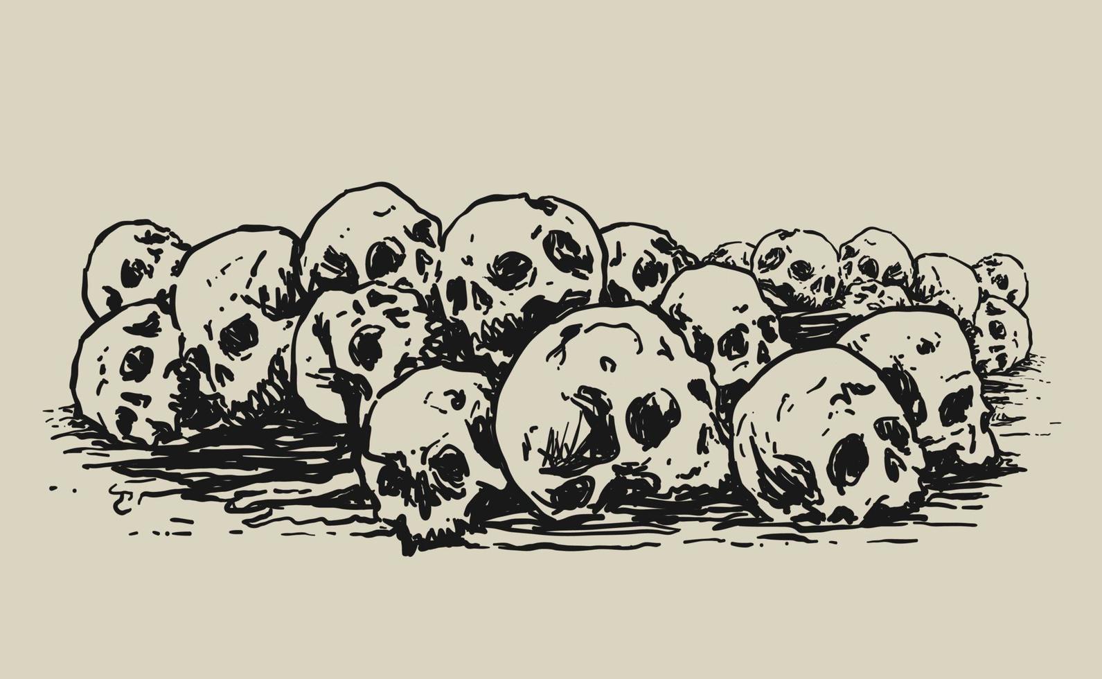 Pile of Human Skulls vector