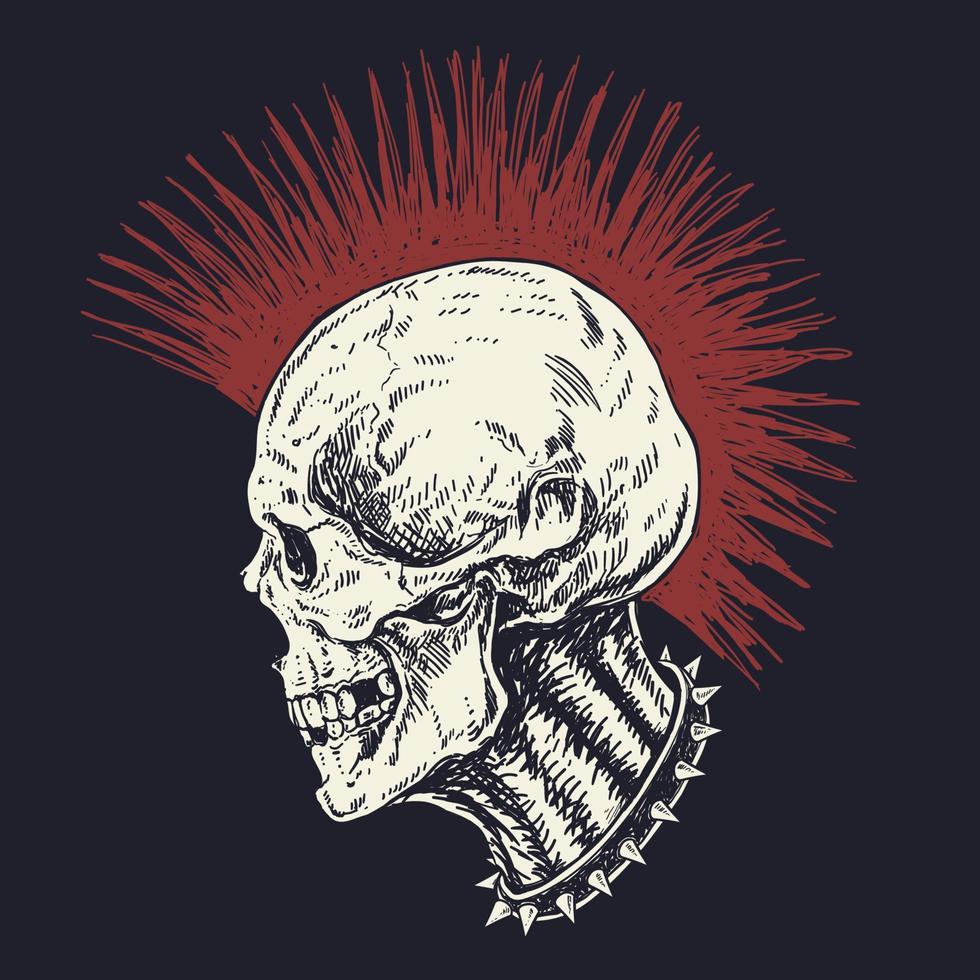 Punk Skull with Mohawk Hair vector