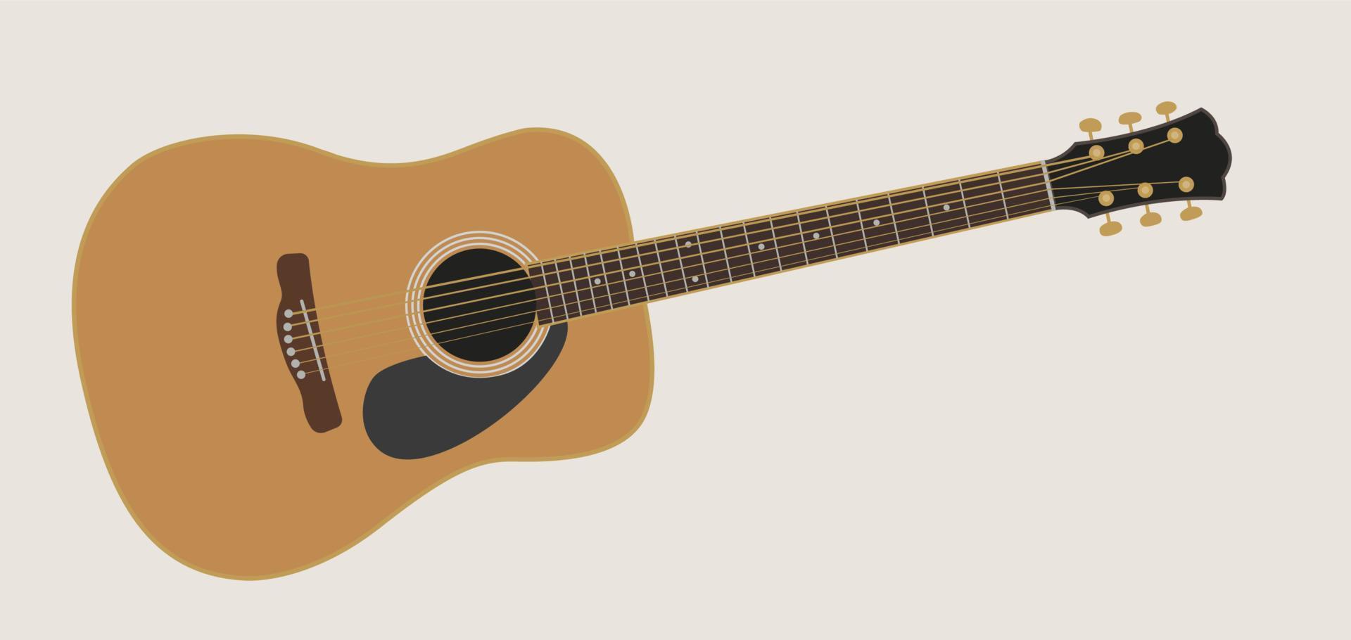 ilustración plana de guitarra acústica vector