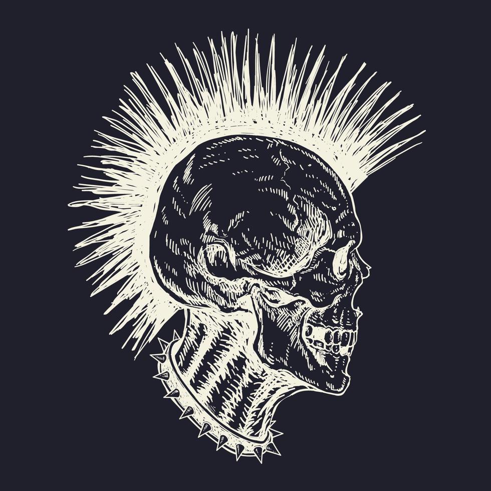 Punk Skull with Mohawk Hair vector