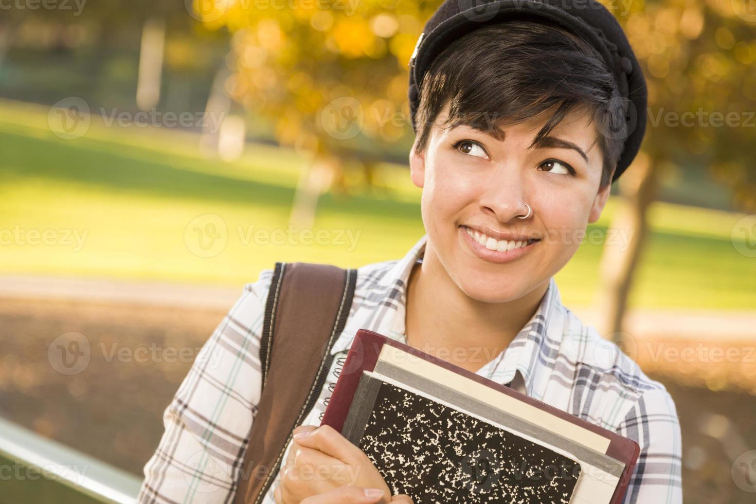 Portrait of Mixed Race Female Student Looking Away photo