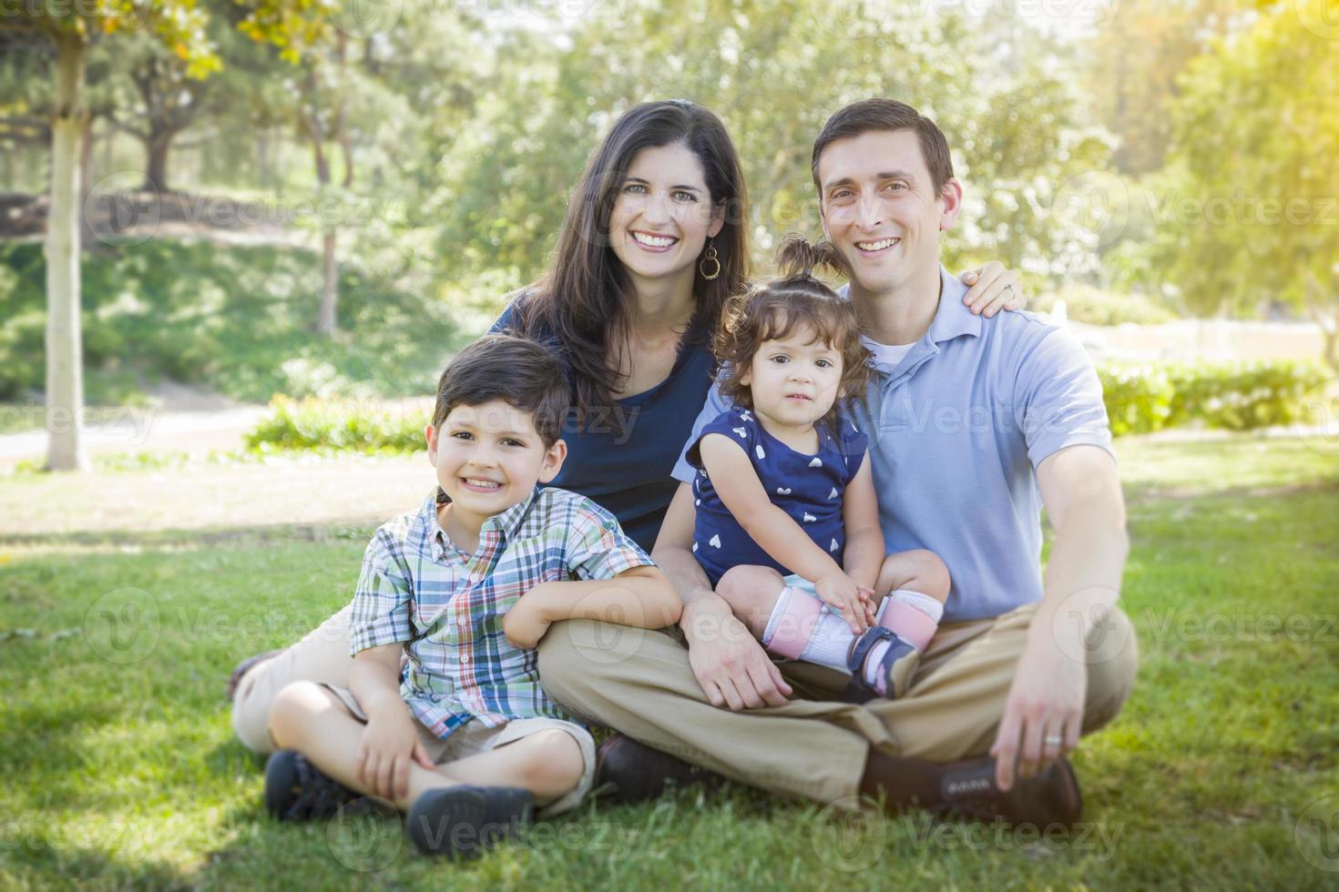 Attractive Young Mixed Race Family Outdoor Park Portrait photo