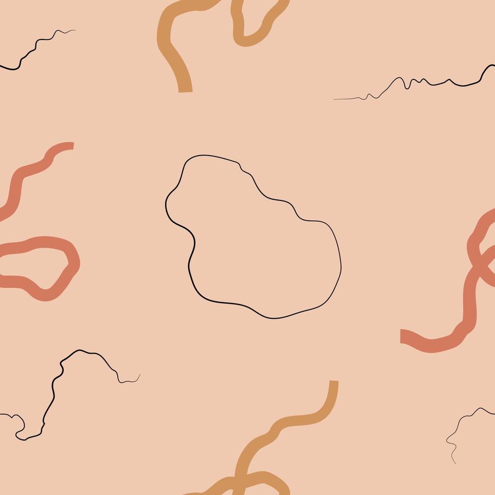 Organic seamless pattern with abstract shapes and lines. Beige background in a flat style vector