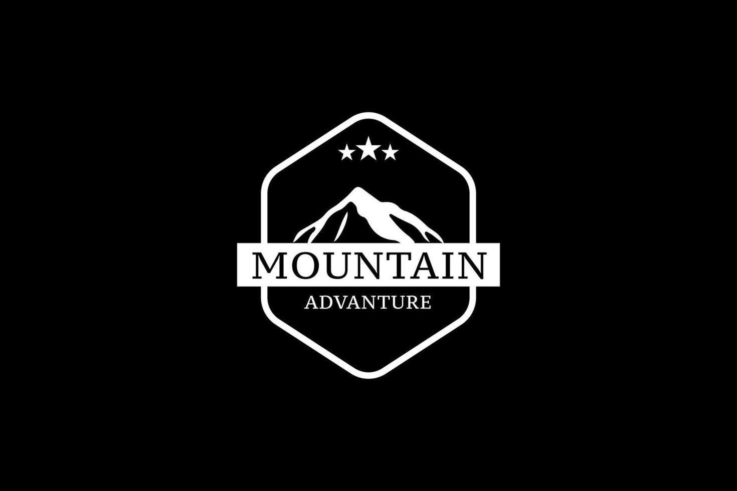 emblema del logo de la montaña. Ilustración de vector retro aventura.