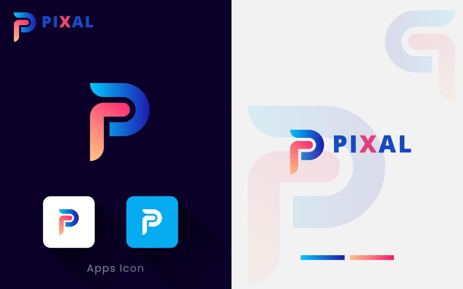 P Letter Logo Template. Modern Business Logo With Gradient Color. vector