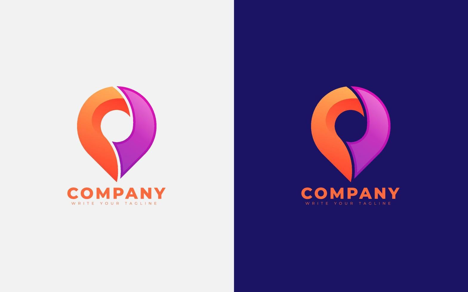 Gradient location pin logo design. Abstract Location Pin Business Logo. Colorful modern 3d logo. vector