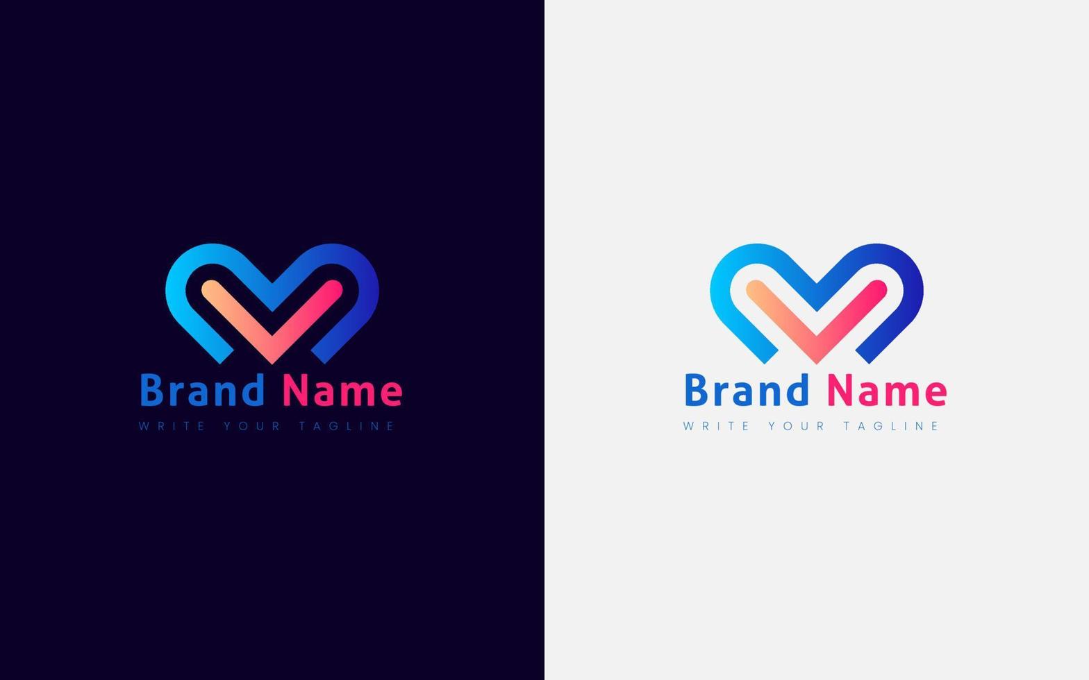 logotipo de corazón de signo geométrico. logotipo de empresa moderno con color degradado. marca corporativa vector