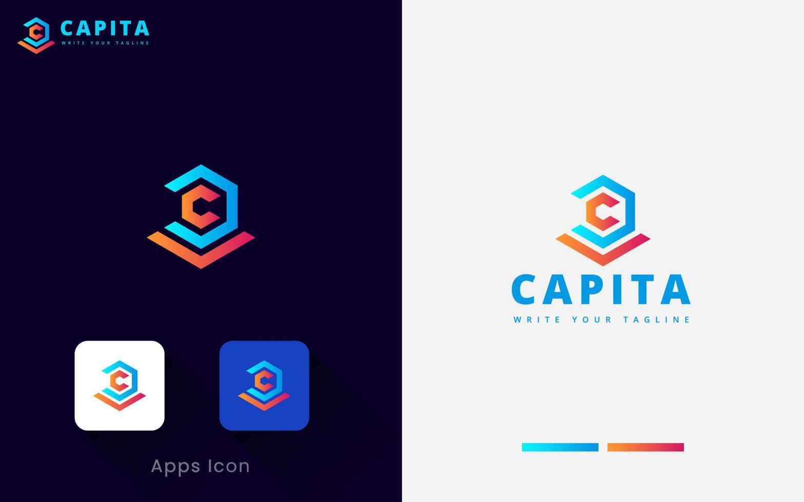 Letter C Logo In Hexagon. Modern Business Logo With Gradient Color. Corporate Branding. vector