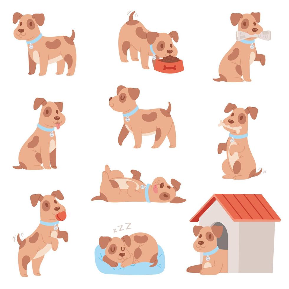 Little doggie puppy set vector