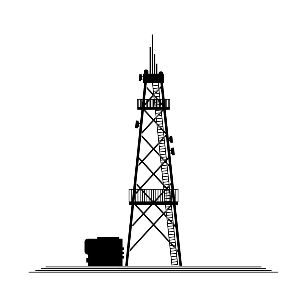 silhoette telecommunication signal tower vector