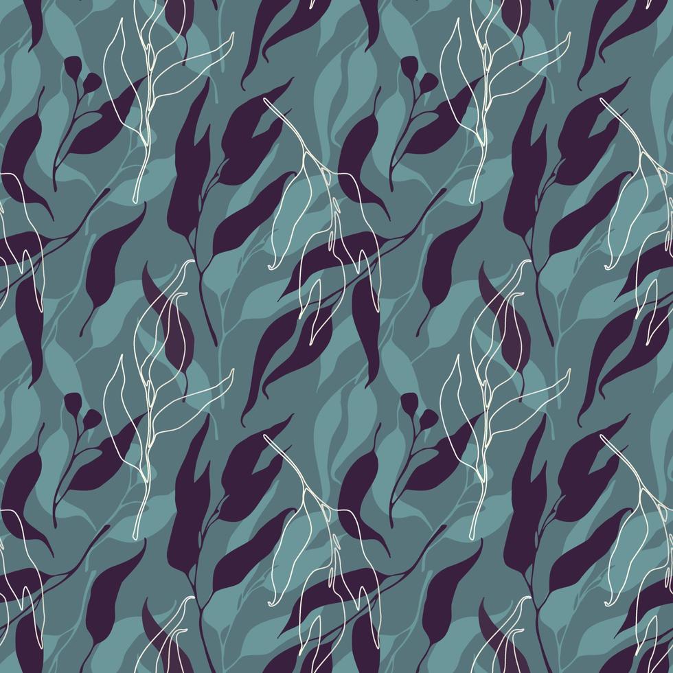 Eucalyptus leaf silhouette botanical seamless pattern vector