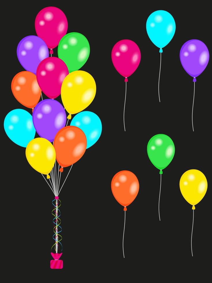 conjunto de globos de neón 1 vector