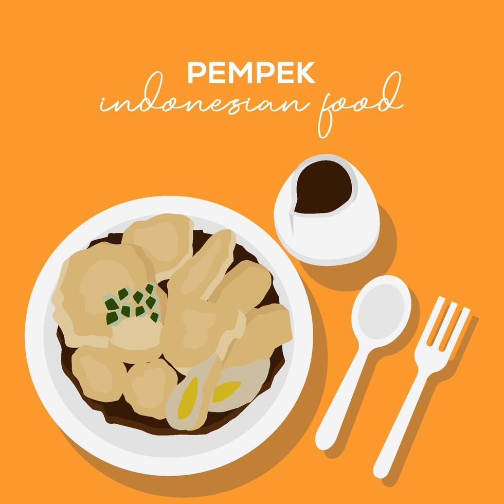 flat Indonesian food pempek vector illustration