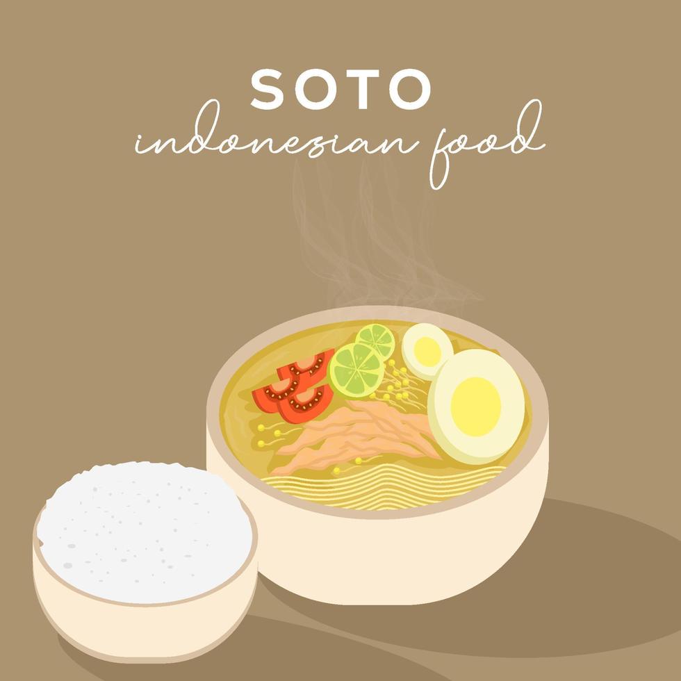 indonesian food soto vector illustration in flat design