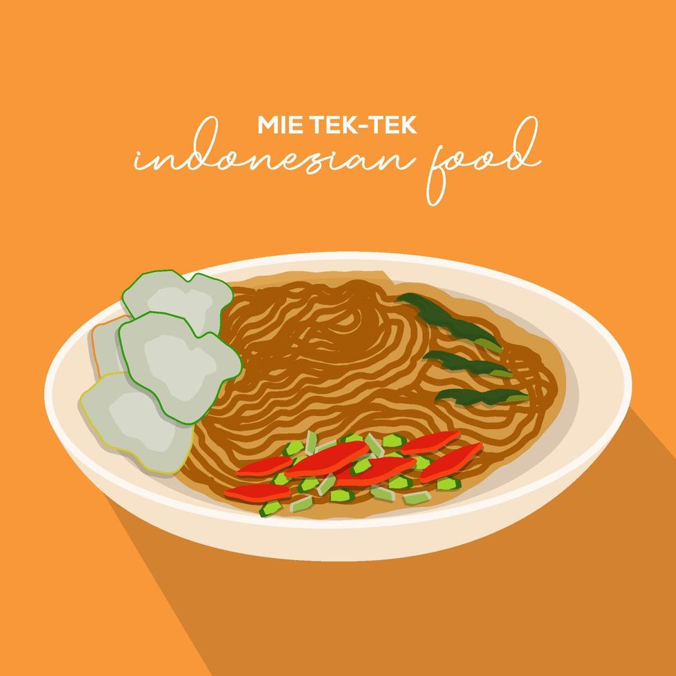 diseño plano comida indonesia mie tek tek ilustración vectorial vector