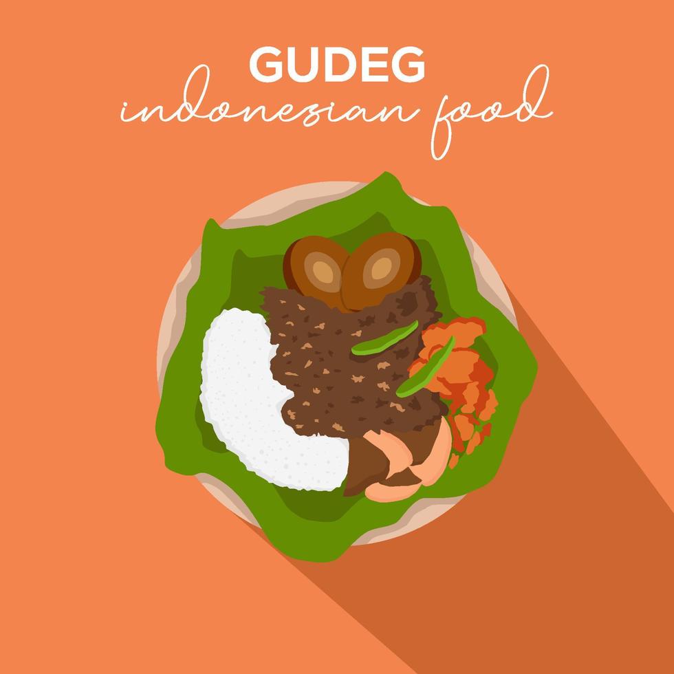 ilustración de gudeg de comida indonesia de diseño plano vector