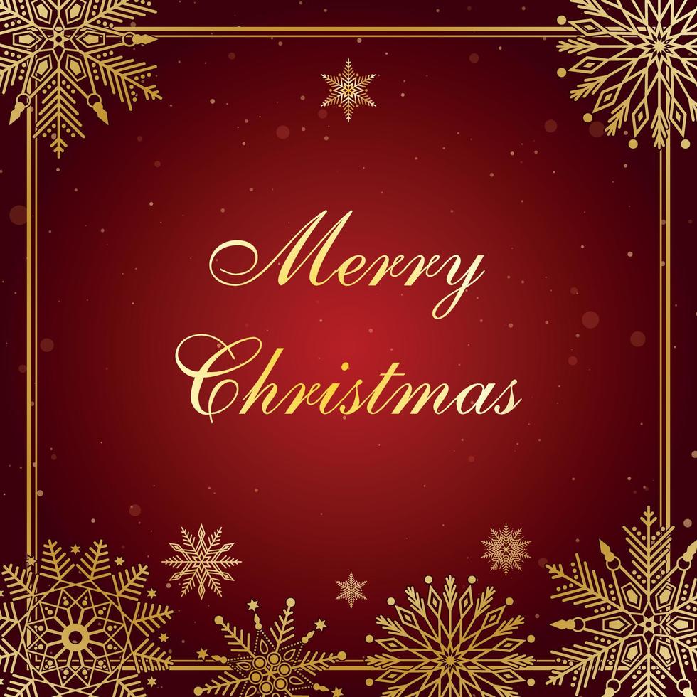 Elegant Merry Christmas Greeting Card in deep red and gold vector