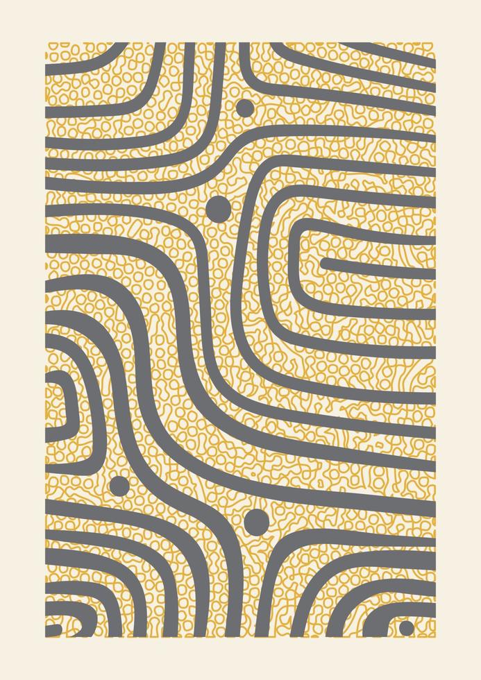 plantilla con formas de líneas abstractas en colores desnudos. cartel de colores beige y amarillo en estilo minimalista vector