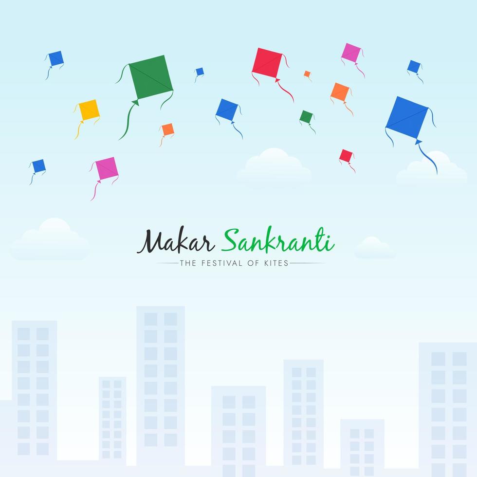 feliz makar sankranti publicación en redes sociales vector