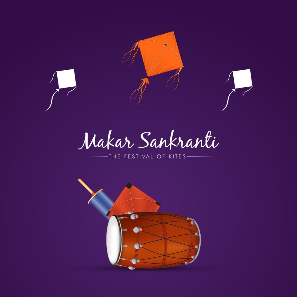 feliz makar sankranti publicación en redes sociales vector