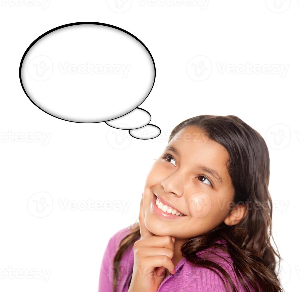 Hispanic Teen Aged Girl with Blank Thought Bubble photo