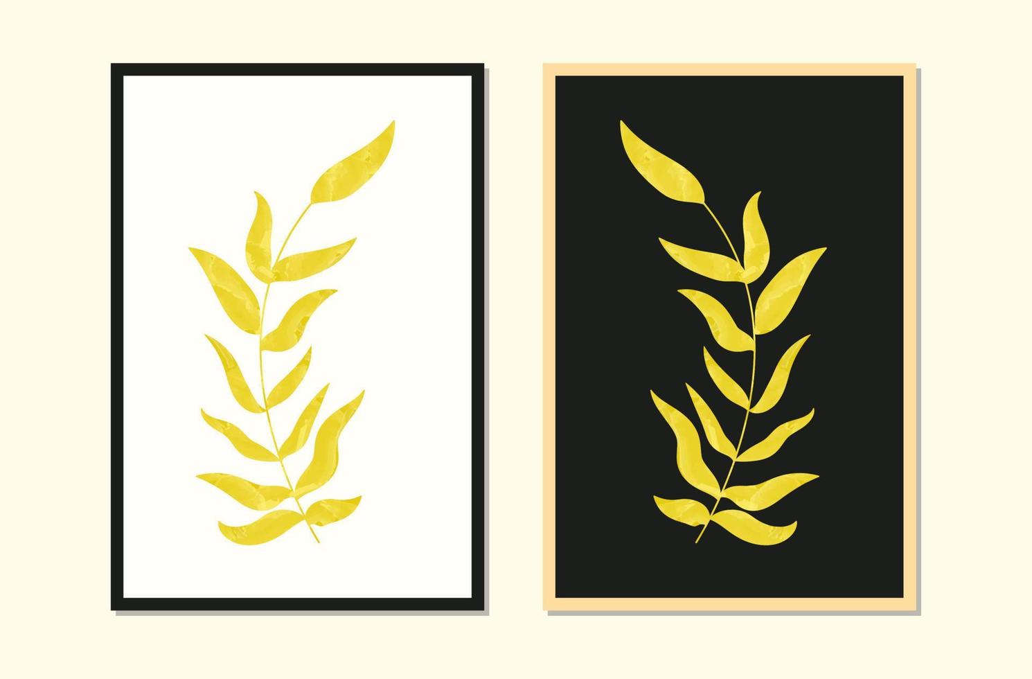 set of minimalist golden luxury floral watercolor texture wall art with dark and light background vector
