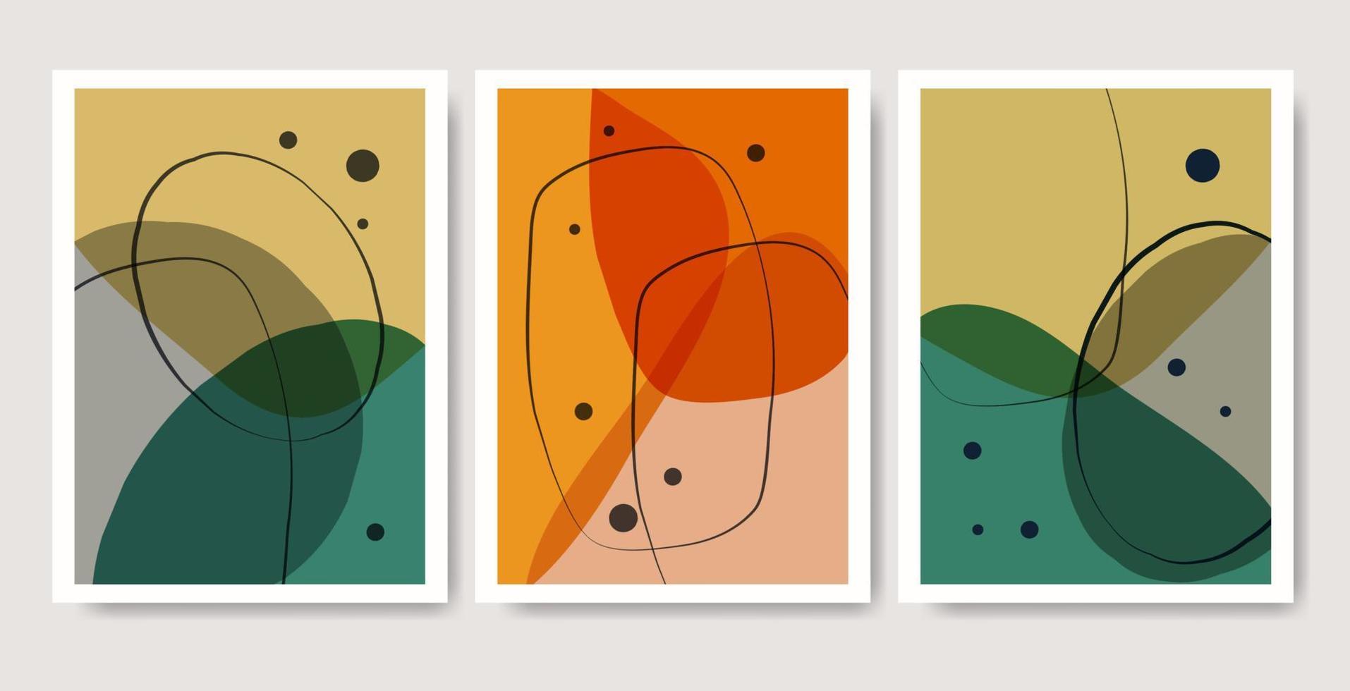 conjunto de ilustraciones estéticas abstractas minimalistas. decoración de pared de estilo moderno vector