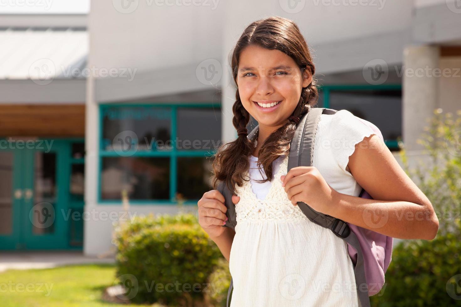 Cute Hispanic Teen Girl Student Ready for School photo