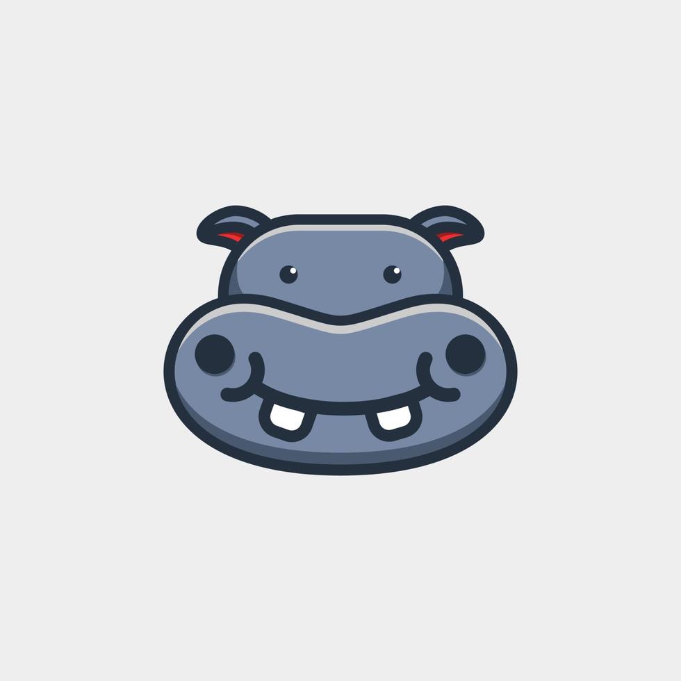 cute hippo cartoon design logo vector